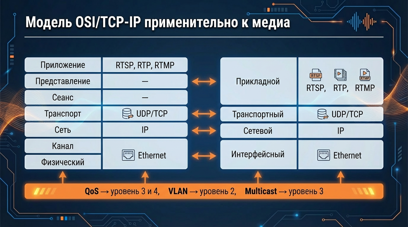 Модель OSI применительно к медиа